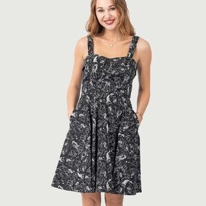 Eva Rose Sleeveless Fit & Flare Fold Over Neck Dress in Zodiac Print - Size 3X